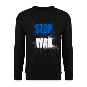 STOP WAR – NO WAR – PEACE – National Colors Israel - Unisex Sweatshirt - black - Front - Alina (178cm) & Michal (187cm)