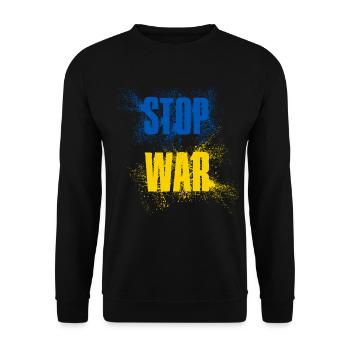 STOP WAR – NO WAR - PEACE – Nationalfarben Ukraine - Unisex Pullover - Schwarz - Vorne - Alina (178cm) & Michal (187cm)