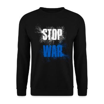 STOP WAR – NO WAR - PEACE – Nationalfarben Israel - Unisex Pullover - Schwarz - Vorne - Alina (178cm) & Michal (187cm)
