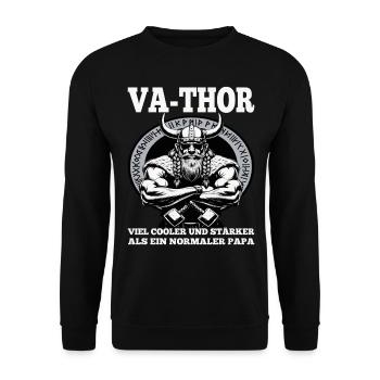 VA-THOR WIKINGER Vater Papa Viking Vatertag - Unisex Pullover - Schwarz - Vorne - Alina (178cm) & Michal (187cm)