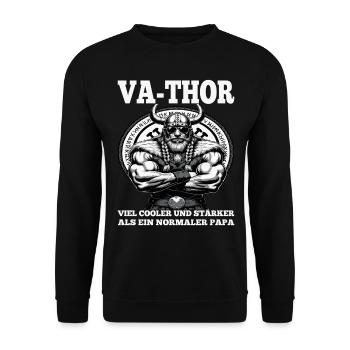 VA-THOR WIKINGER Vater Papa Viking Vatertag - Unisex Pullover - Schwarz - Vorne - Alina (178cm) & Michal (187cm)