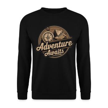Wandern Kompass Abenteuer T-Shirt - Unisex Pullover - Schwarz - Vorne - Alina (178cm) & Michal (187cm)
