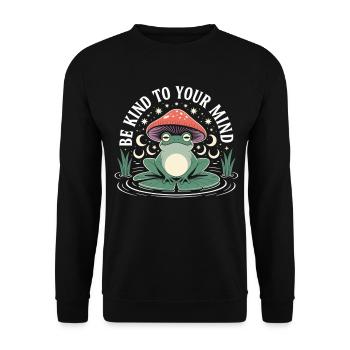 Meditating frog on water lily - Unisex Sweatshirt - black - Front - Alina (178cm) & Michal (187cm)