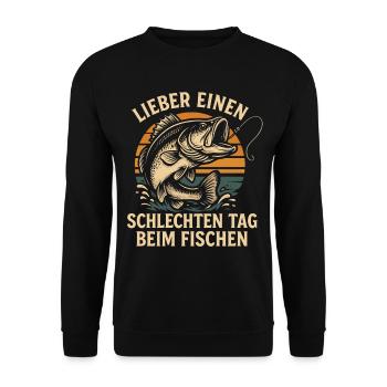 Mieux vaut pêcher que travailler, en disant - Sweat-shirt Unisexe - noir - Devant - Alina (178cm) & Michal (187cm)