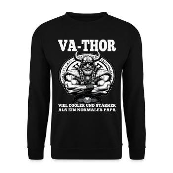 VA-THOR WIKINGER Vater Papa Viking Vatertag - Unisex Pullover - Schwarz - Vorne - Alina (178cm) & Michal (187cm)