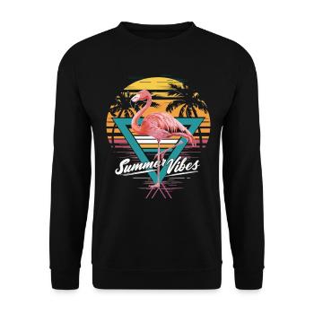 Summer Vibes Flamingo Shirt - Unisex Sweatshirt - black - Front - Alina (178cm) & Michal (187cm)