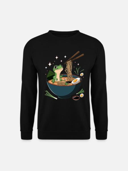 Gecko, Der Ramen-nudeln Isst, Eidechse, - Unisex Pullover - Schwarz