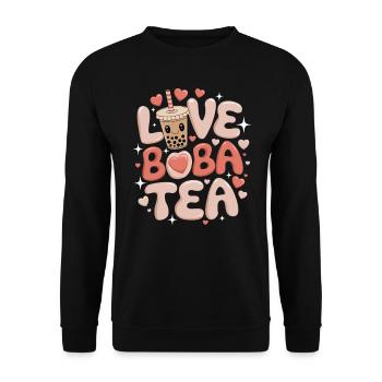 Love Boba Tea, Japonais - Sweat-shirt Unisexe - noir - Devant - Alina (178cm) & Michal (187cm)
