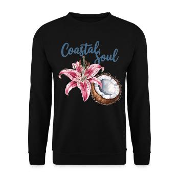 Küstenflair für die Seele, Kokosnuss & Blüte Shirt - Unisex Pullover - Schwarz - Vorne - Alina (178cm) & Michal (187cm)