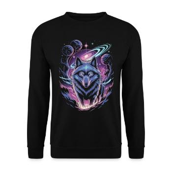 Mystic Wolf - Unisex Sweatshirt - black - Front - Alina (178cm) & Michal (187cm)