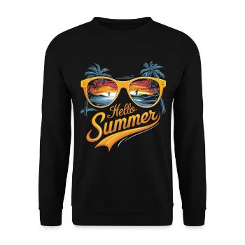 Hello Summer Sunglasses Shirt - Unisex Sweatshirt - black - Front - Alina (178cm) & Michal (187cm)