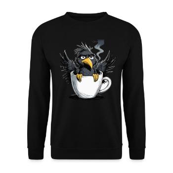 L’oiseau ne veut pas de café avant que vous ne demandiez non - Sweat-shirt Unisexe - noir - Devant - Alina (178cm) & Michal (187cm)