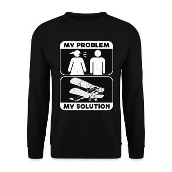 Aerobatic Pilot My Problem My Pictogram Dad Mom - Unisex Pullover - Schwarz - Vorne - Alina (178cm) & Michal (187cm)