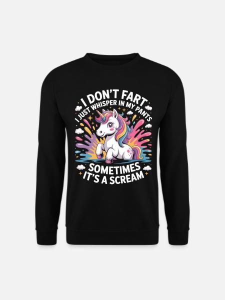 Lustiges Einhorn Furz Shirt - Einhorn mit Spruch - Unisex Pullover - Schwarz