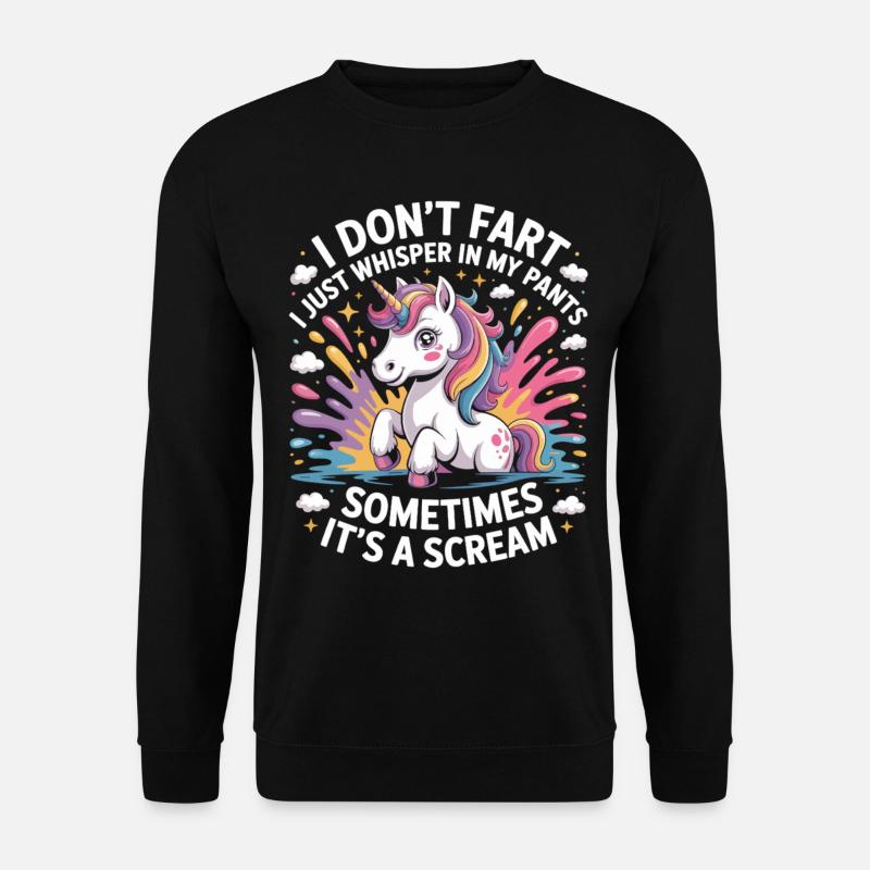 Lustiges Einhorn Furz Shirt - Einhorn mit Spruch - Unisex Pullover - Schwarz