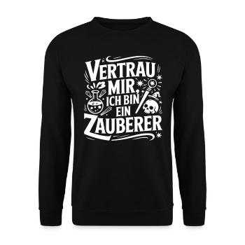 Vertrau mir ich bin ein Zauberer - Unisex Pullover - Schwarz - Vorne - Alina (178cm) & Michal (187cm)