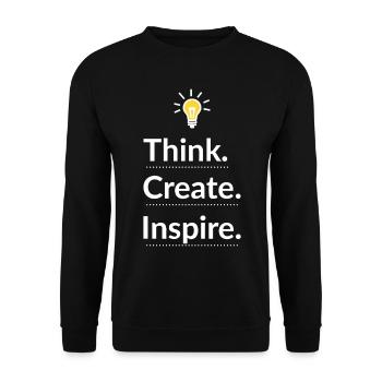 Think Create Inspire Glühbirne - Unisex Pullover - Schwarz - Vorne - Alina (178cm) & Michal (187cm)