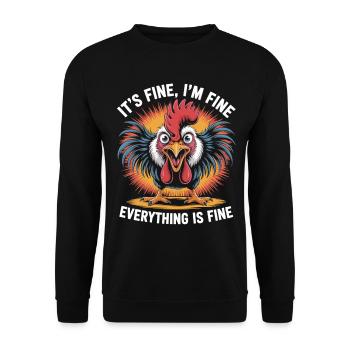 Funny Chaos Chicken Shirt - Unisex Sweatshirt - black - Front - Alina (178cm) & Michal (187cm)