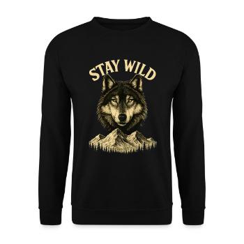 Stay Wild - Restez sauvage - Loup - Sweat-shirt Unisexe - noir - Devant - Alina (178cm) & Michal (187cm)