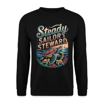 Schildkröten, Ozean und Leuchtturm - Unisex Pullover - Schwarz - Vorne - Alina (178cm) & Michal (187cm)