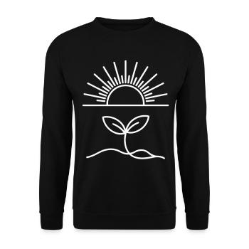 Minimal Plant and Sun - Life Begins - Unisex Sweatshirt - black - Front - Alina (178cm) & Michal (187cm)