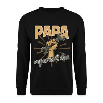 Papa Repariert Das Vatertag Werkzeug Großvater - Unisex Pullover - Schwarz - Vorne - Alina (178cm) & Michal (187cm)