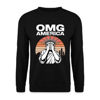 OMG America, Statue of Liberty weeps - Unisex Sweatshirt - black - Front - Alina (178cm) & Michal (187cm)