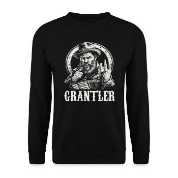 Grantler Grumpy Bavarian dialects Bavaria - Unisex Sweatshirt - black - Front - Alina (178cm) & Michal (187cm)