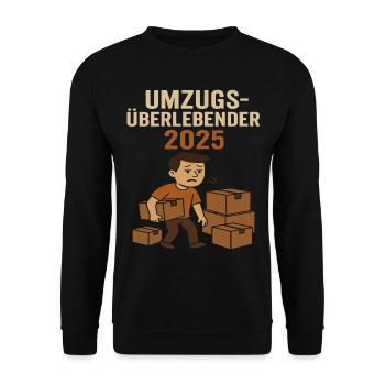 Umzüge Helfer Überlebender 2025 Wohnung - Unisex Pullover - Schwarz - Vorne - Alina (178cm) & Michal (187cm)