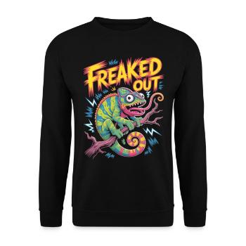 Freaked Out Chameleon Shirt - Unisex Sweatshirt - black - Front - Alina (178cm) & Michal (187cm)