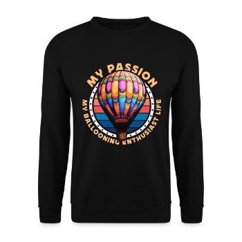 Ballooning Enthusiast My Passion My Balloon Pilot - Unisex Sweatshirt - black - Front - Alina (178cm) & Michal (187cm)