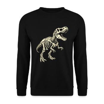 T-Rex Skelett – Dinosaurier Fossil Design - Unisex Pullover - Schwarz - Vorne - Alina (178cm) & Michal (187cm)