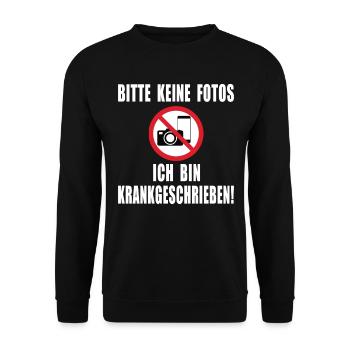 Bitte keine Fotos ich bin Krankgeschrieben - Unisex Pullover - Schwarz - Vorne - Alina (178cm) & Michal (187cm)