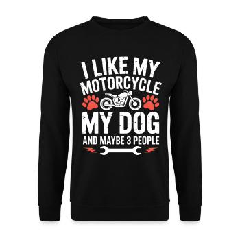 Motorcycle Love Dog Saying Dog Humor - Unisex Sweatshirt - black - Front - Alina (178cm) & Michal (187cm)