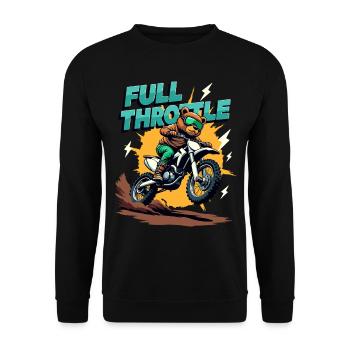 Full Throttle Bear Motocross Motorcycle - Unisex Sweatshirt - black - Front - Alina (178cm) & Michal (187cm)