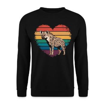 Retro Vintage Hyena Lover Wildlife Nature Gifts - Unisex Pullover - Schwarz - Vorne - Alina (178cm) & Michal (187cm)