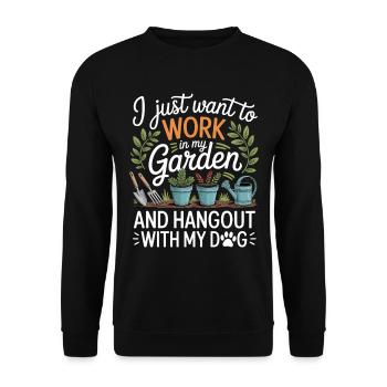 Hobbygärtner mit Hund Garten - Unisex Pullover - Schwarz - Vorne - Alina (178cm) & Michal (187cm)