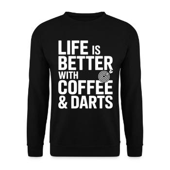 Café et fléchettes Dicton Café - Sweat-shirt Unisexe - noir - Devant - Alina (178cm) & Michal (187cm)