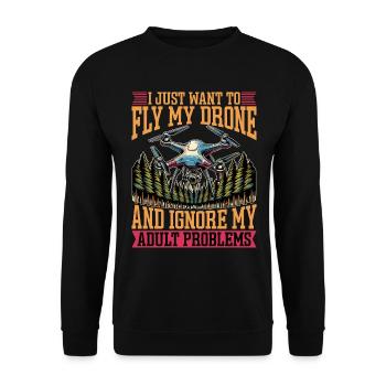 Passionné de drones, je veux juste voler opérateur de drone - Sweat-shirt Unisexe - noir - Devant - Alina (178cm) & Michal (187cm)