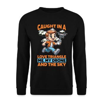 Drone Enthusiast Caught In A Drone Flying Aviation - Unisex Sweatshirt - black - Front - Alina (178cm) & Michal (187cm)