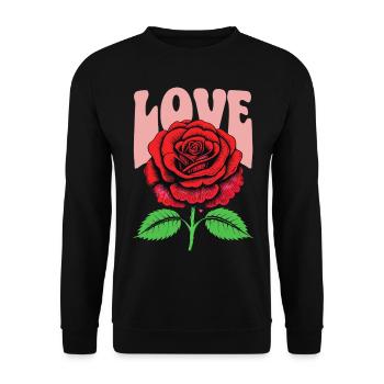 Love with Red Rose Flower Liebe mit der roten Rose - Unisex Pullover - Schwarz - Vorne - Alina (178cm) & Michal (187cm)