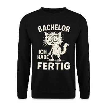 Bachelor Abschluss Absolvent BWL Student Studium - Unisex Pullover - Schwarz - Vorne - Alina (178cm) & Michal (187cm)
