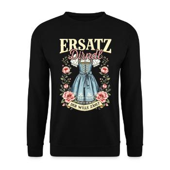 Ersatz Dirndl Trachtenshirt Ersatzdirndl Trachten - Unisex Pullover - Schwarz - Vorne - Alina (178cm) & Michal (187cm)