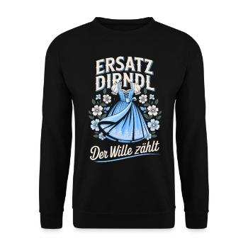 Ersatz Dirndl Trachtenshirt Ersatzdirndl Trachten - Unisex Pullover - Schwarz - Vorne - Alina (178cm) & Michal (187cm)