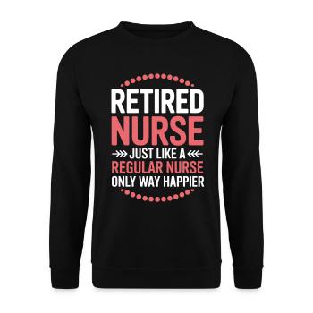 Infirmière Aide-soignante à la retraite - Sweat-shirt Unisexe - noir - Devant - Alina (178cm) & Michal (187cm)