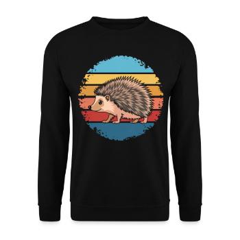 Retro Vintage Hedgehog Animal Lover Nature Gifts - Unisex Sweatshirt - black - Front - Alina (178cm) & Michal (187cm)