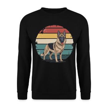 Retro German Shepherd Vintage Dog Lover Gifts Men - Unisex Sweatshirt - black - Front - Alina (178cm) & Michal (187cm)