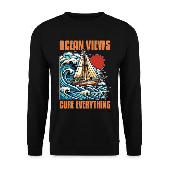 Navigation Vue sur l’océan Cure Everything Pêcheur - Sweat-shirt Unisexe - noir - Devant - Alina (178cm) & Michal (187cm)