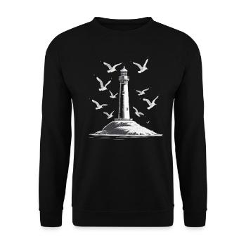 Leuchturm Möwe Hafen Moin Meer See - Unisex Pullover - Schwarz - Vorne - Alina (178cm) & Michal (187cm)