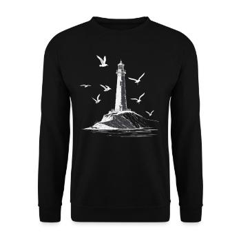 Leuchturm Möwe Hafen Moin Meer See - Unisex Pullover - Schwarz - Vorne - Alina (178cm) & Michal (187cm)
